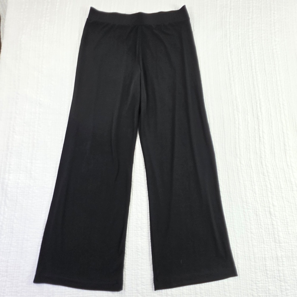 Chico's Wide Leg Pants Women Size 2 Black EUC Made in USA High Rise Travel